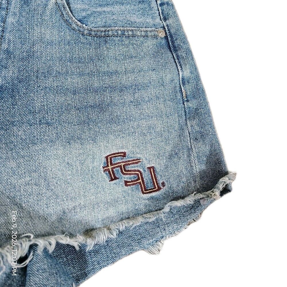 Florida State FSU Seminoles Womens Denim Cut Off Shorts Size S Frayed Game Day - Picture 6 of 12